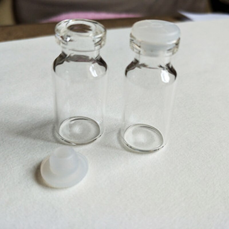 Bouteilles en verre transparent, flacon d'échantillons vides, flacon 2ml, bouchon en caoutchouc butyle, 10 pièces