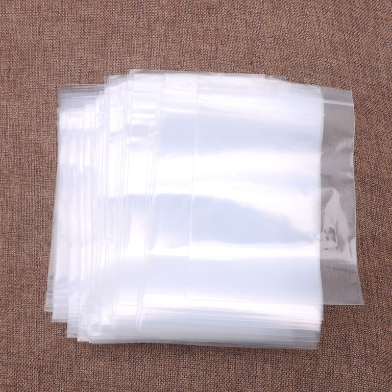 100 pcs Plastic Bags white Grip Self Press Seal Resealable Zip Lock Clear Cookie Cake Candy Bags: 6 x 9 cm