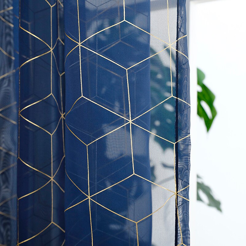 Gold Line Tulle Curtains Modern Curtains For Living Room Transparent Tulle Curtains Window Drapes Sheer For The Bedroom