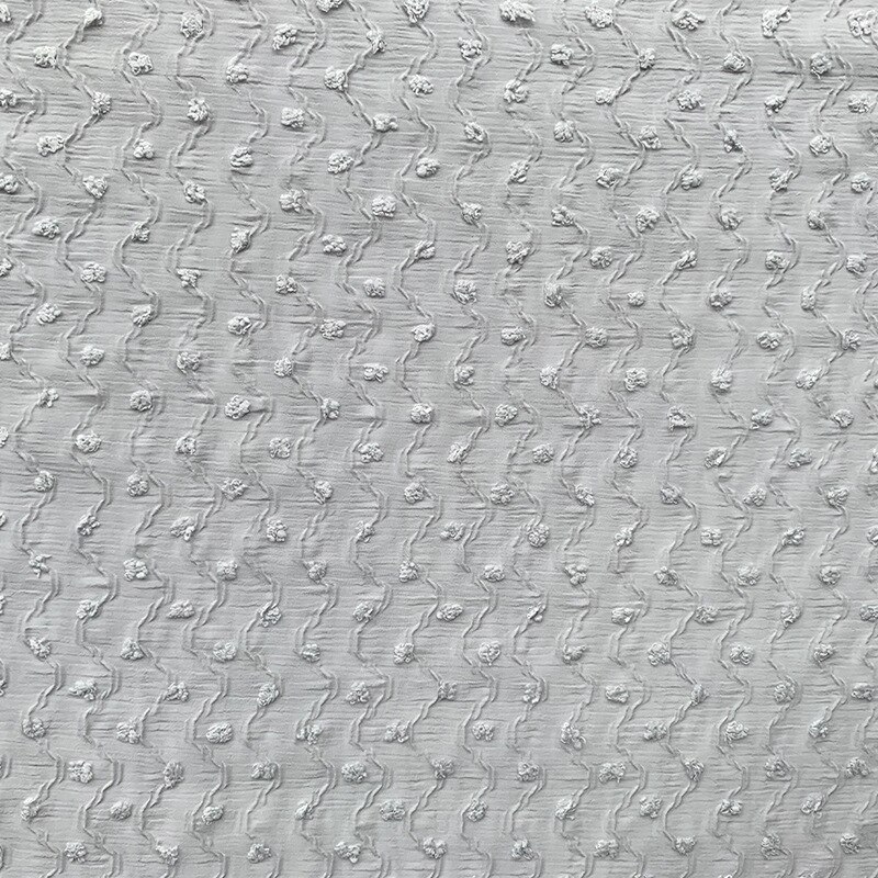 3D Brocade Chiffon Wavy Crinkle Fabric Nano-crepe Furry Jacquard Fringed Fabric Dress Fabric: gray