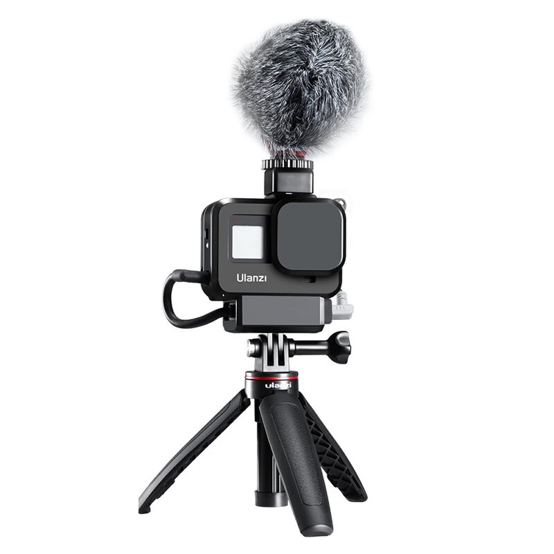 Ulanzi, G8-9, caja Vlog de plástico para Gopro 8, soporte para zapata fría, 52MM, anillo adaptador de filtro de batería, micrófono, adaptador para Gopro 8 Vlog