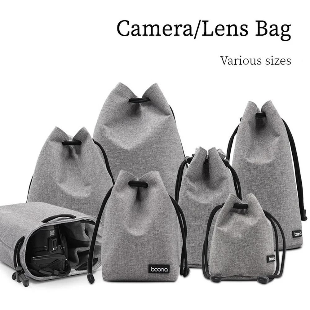 Adjustable Strap Camera Storage Bag Inner Bag Dustproof DSLR Drawstring Bag Handbag Waterproof Photography Protective Bag