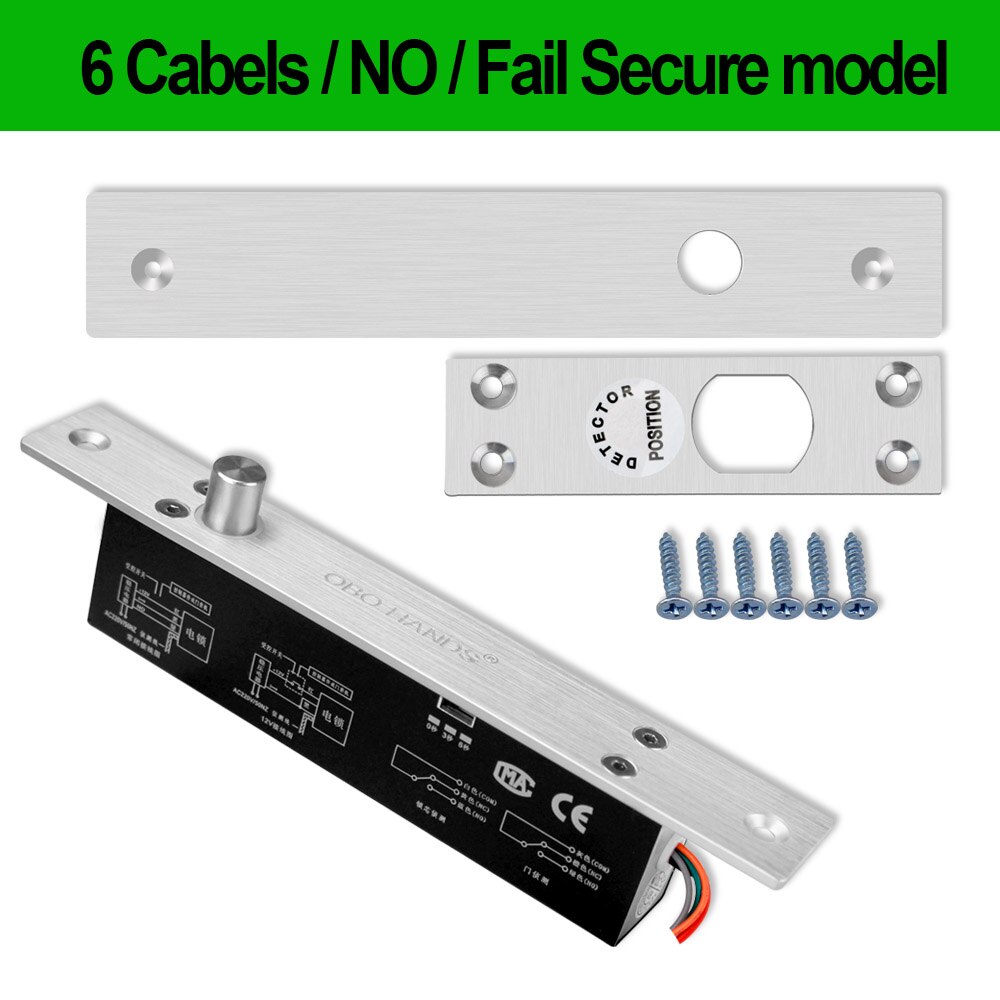 Obo hænder elektronisk dørlås elektrisk boltlås smal nc/no fail safe sikker mortise lock med 5/6 kabler tidsforsinkelse: 6 no