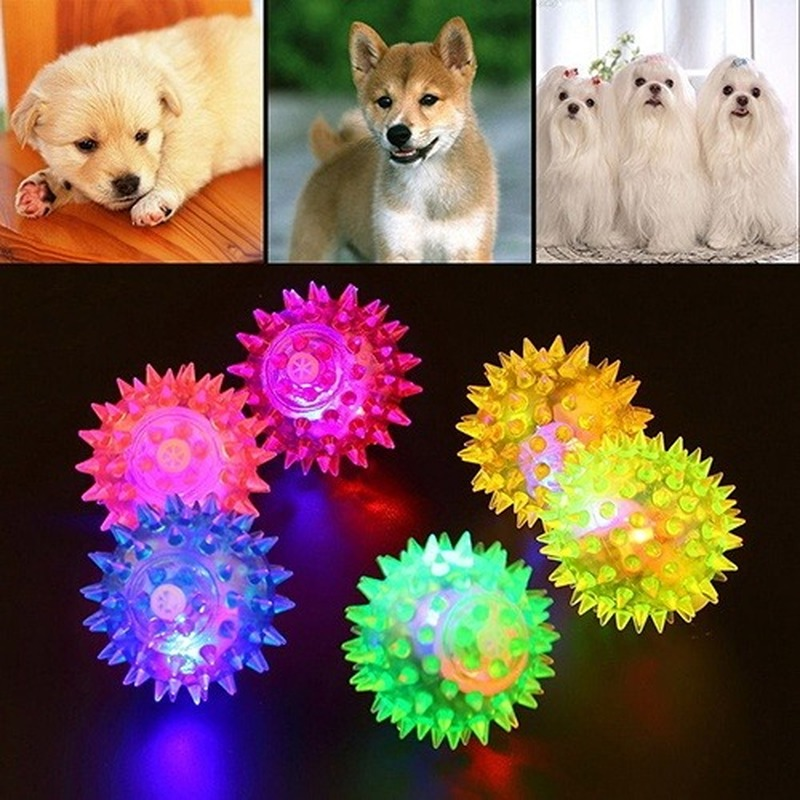 Pelota de goma Led para perro y cachorro, juguete bonito para masticar, Bola de erizo, accesorios para perros