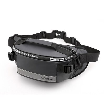 Anti Diefstal Mannen Riem Bodybag Grote Capaciteit Hip Reflecterende Strip Enkele Schoudertas Mannen Messenger Bag Nylon Trendy borst Zak: Gray