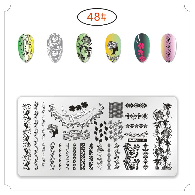 Serie Zjoy placas de estampado para manicura Estilo de China onda grulla salvaje Gazebo dados bambú serie Plantilla de sellos para decoración DIY manicura: 48