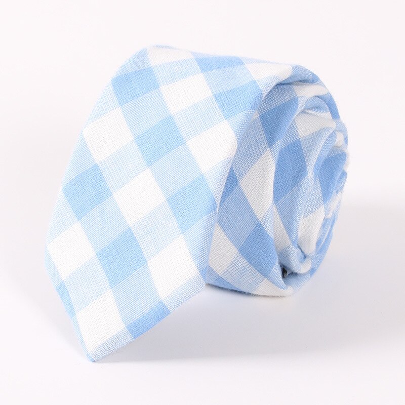 18 kleuren Mode 6.5 CM Breedte Katoen Tie Brand Gestreepte Plaid Stropdassen Voor Mannen Bruidegom Dassen Party Zakelijke Accessoires stropdas: CT017 C pale blue