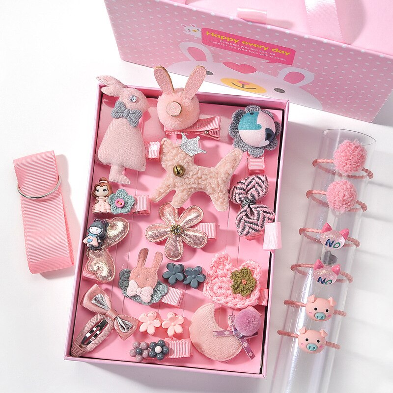 impostato 24 Accessori Capelli - Neonata Fermaglio Cerchietto clip Barretta: Gatto Rosa