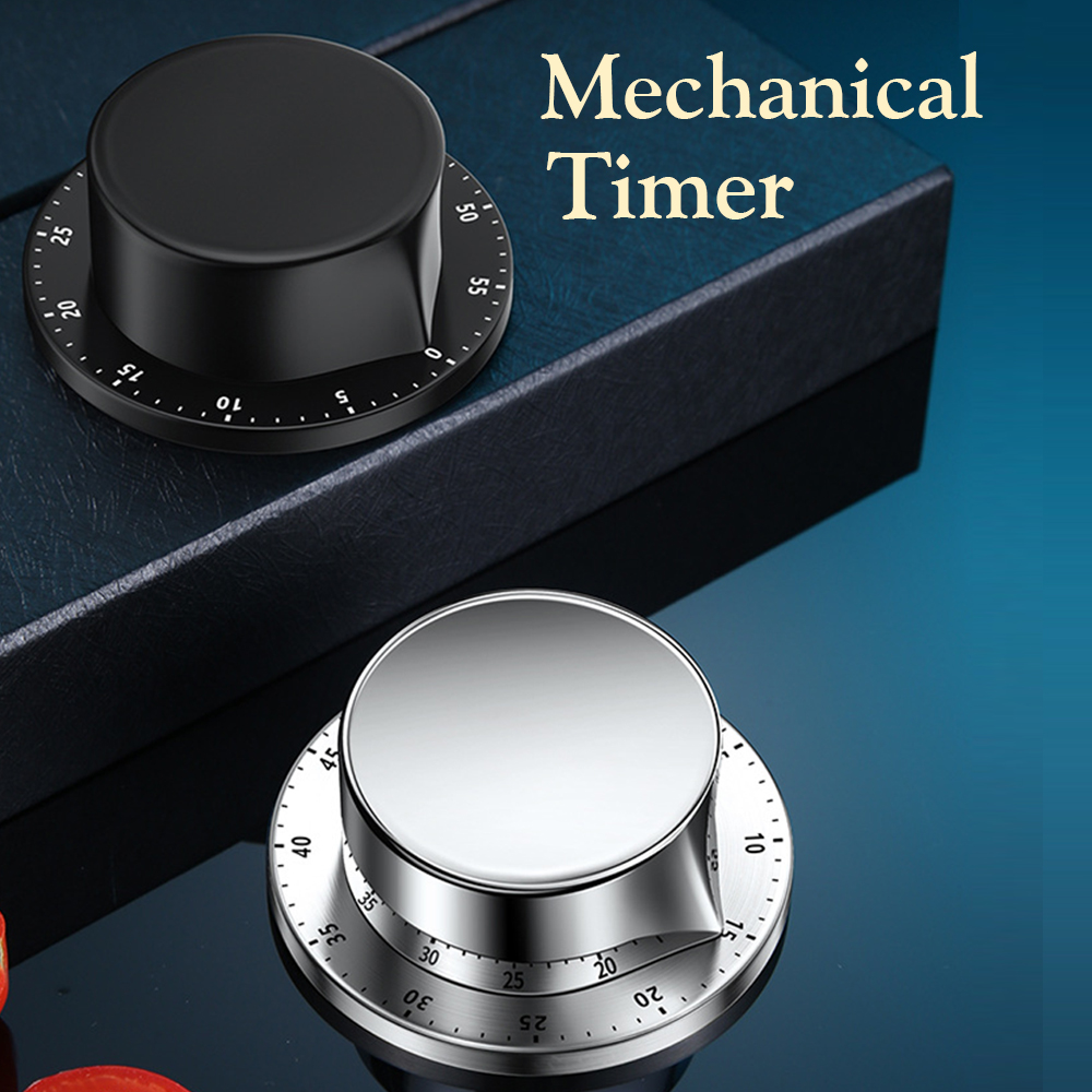 Temporizador de cocina mecánico magnético, reloj de cuenta regresiva de acero inoxidable de 55 minutos para el hogar, la oficina y los lugares públicos