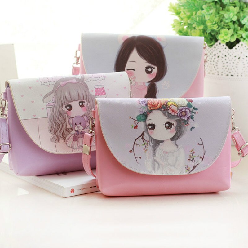 Kids Shoulder Bags Children Girls Messenger Bag Cartoon Printing Princess Handbag Mini PU Leather Crossbody Bags for Child