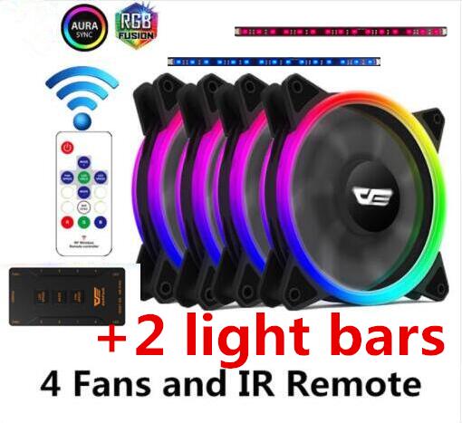 Darkflash – boîtier d&#39;ordinateur DR12 pro aura sync, refroidisseur, ventilateur ARGB, télécommande IR 120mm, barre lumineuse LED RGB: 4FAN 2light control