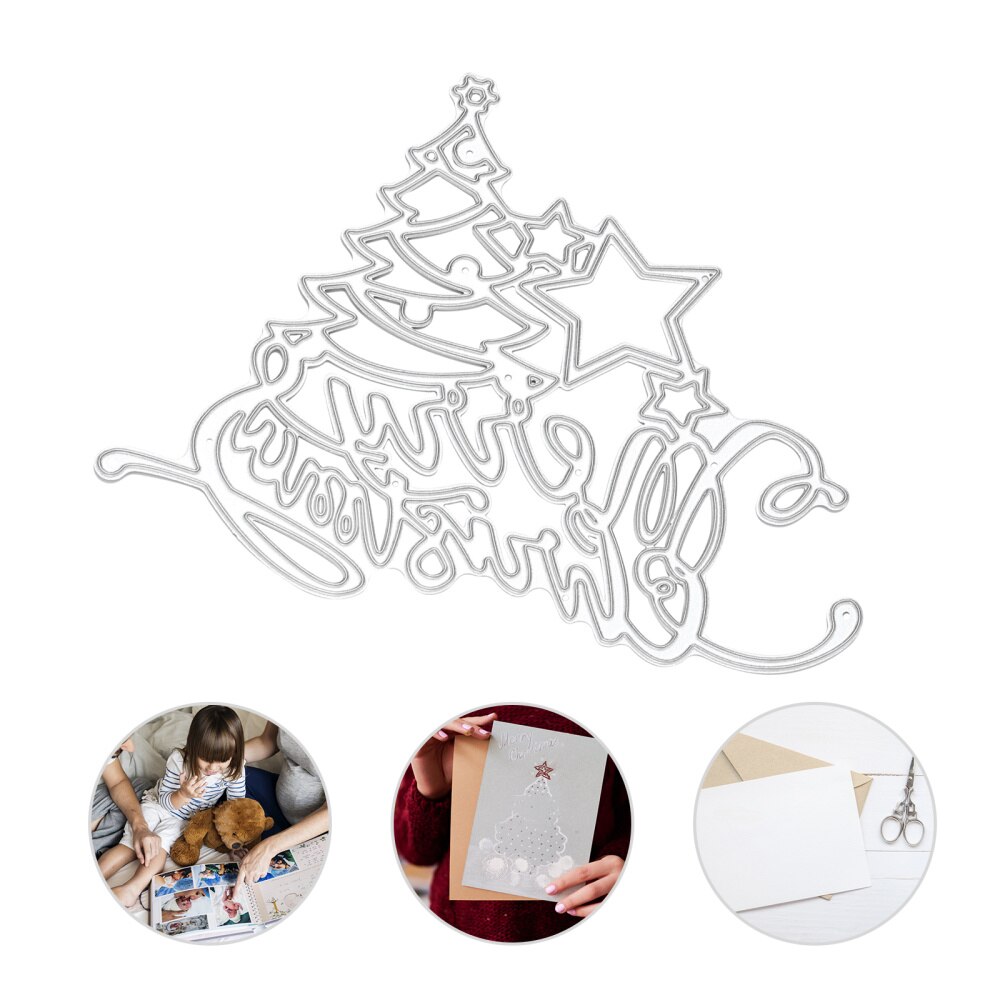 1Pc Merry Christmas Carbon Steel Cutting Die Word Dies Cut Art Projects Painting Drawing Art Craft DIY Cut Die Decoration: Default Title