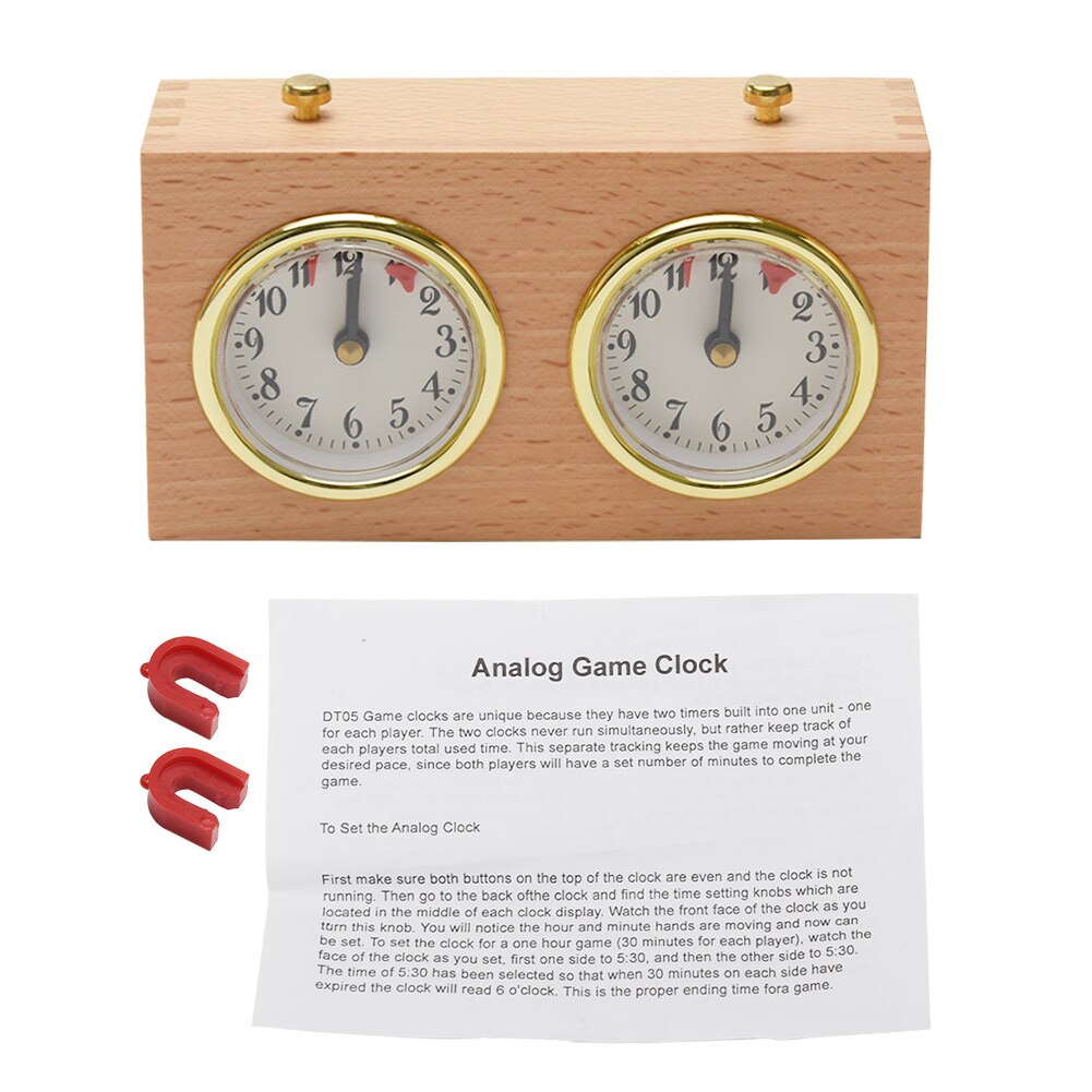 Countdown Accurate Board Game Analog Chess Clock Timing Tools Mechanical Compact Easy Operate Wooden Competition Tournament