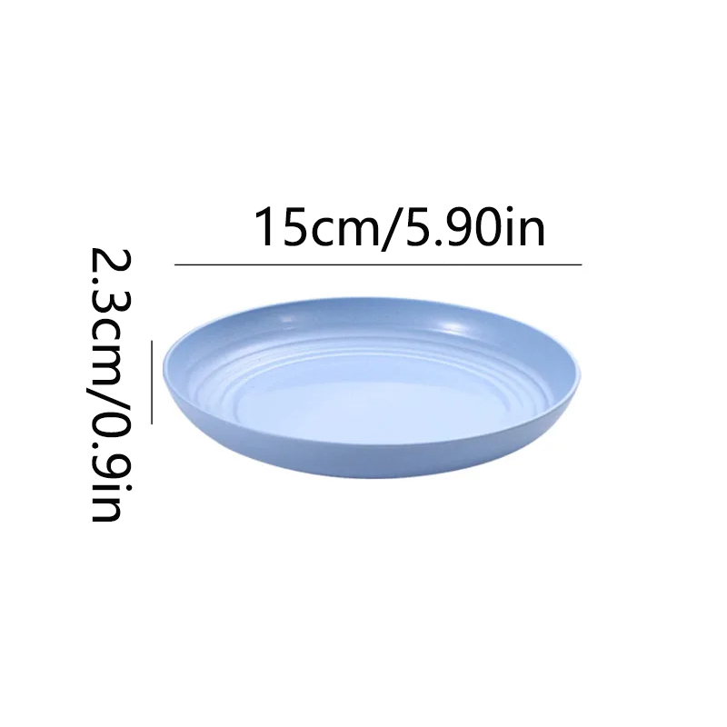 15/19.8/22.5/25cm Wheat Straw Round Plates Salad Dessert Dinner Plate Unbreakable Reusable Microwave Safe Fruit Plate: Silver
