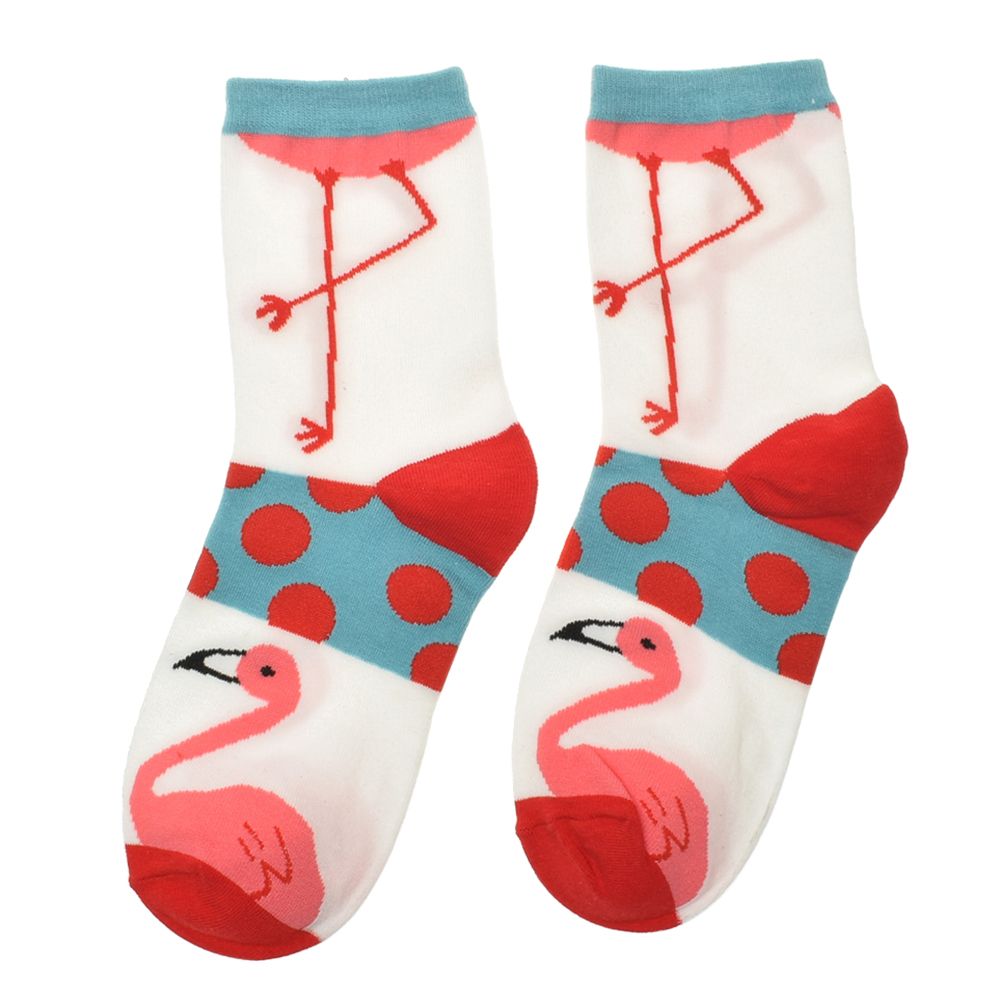 Vrouwen kleurrijke grappige sokken cartoon flamingo sokken lieveheersbeestje korte enkelsok: 3