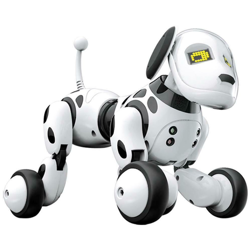 Juguete electrónico para mascotas, juguete inalámbrico para de cumpleaños, canta baile, Perro Robot inteligente RC, educativo, interactivo, Led: Blanco