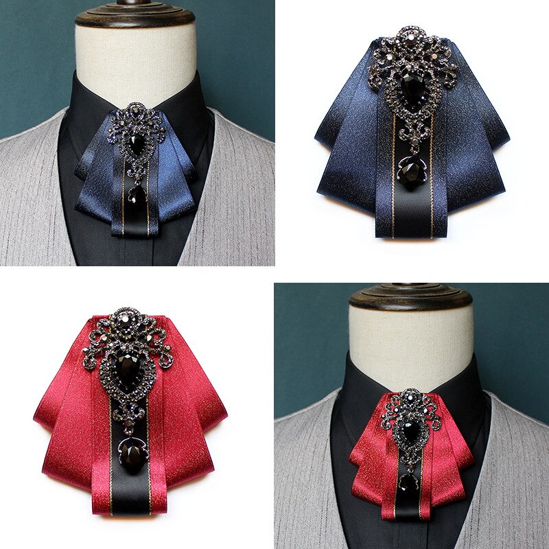 Pajarita de estilo británico de diamante hecho a mano de , traje de novio, pajarita de diamantes de imitación para hombres, accesorios de boda