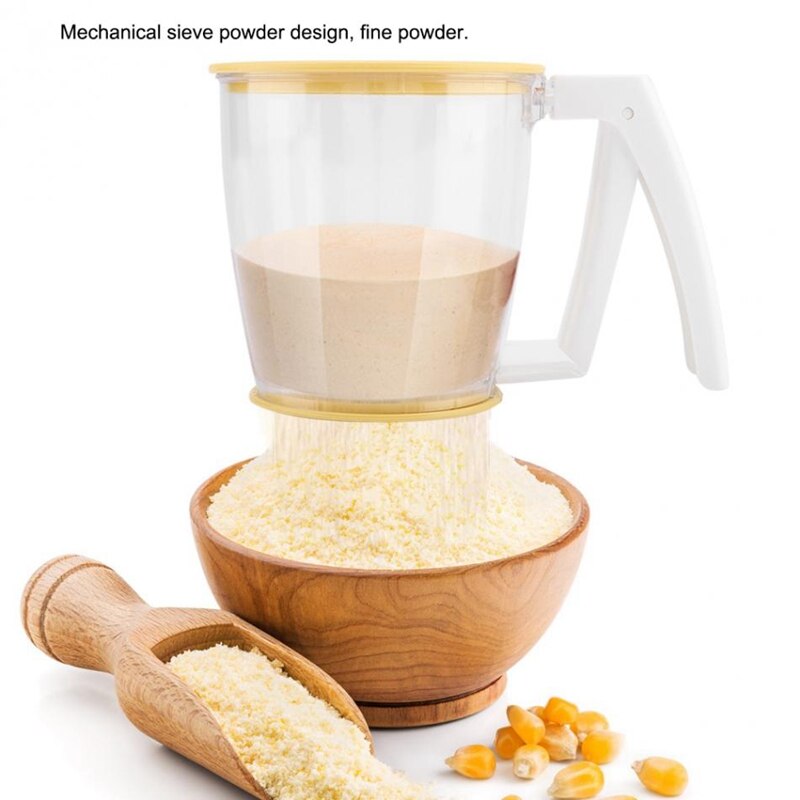 Hand-Held Cup Flour Sifter Strainer Powder Mesh Sieve Baking Supplies Tools With Lid Flour Sifter