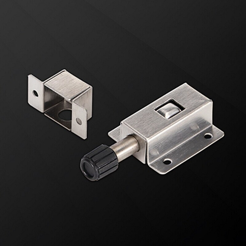 201 Stainless Steel Automatic Spring Latch Loaded Push Button 8cm Long Gate Door Lock Trap