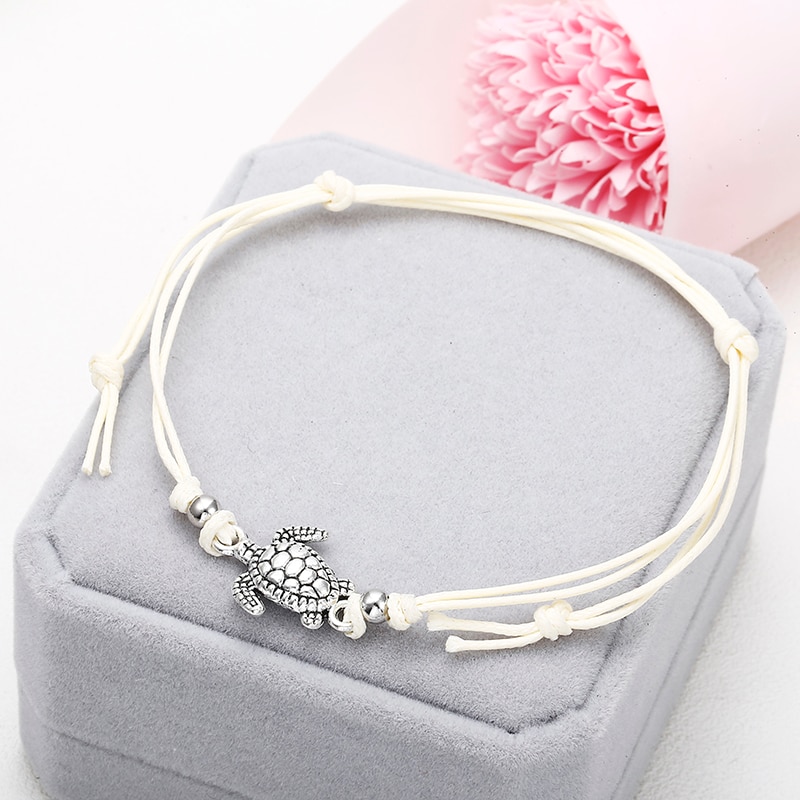 Summer Beach Turtle Shaped Charm Rope String Anklets For Women Ankle Bracelet Woman Sandals On the Leg Chain Foot Jewelry