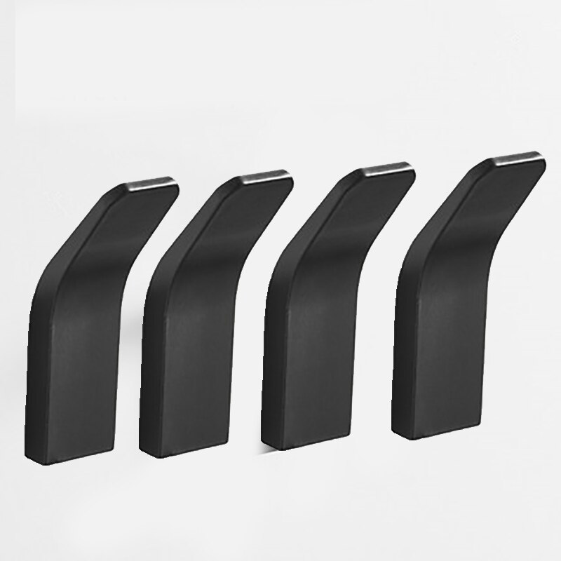 Zwart Gewaad Haak Muur Haak Handdoek Haak Voor Badkamer Kapstok Roestvrij Haak Hanger Kleerhangers Voor Keuken Hardware Badkamer: black 4pcs