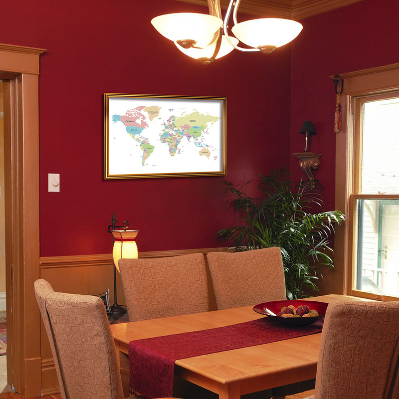 90x60cm Spanish Map of The World Canvas Painting Political Distribution Map In Spanish Poster for Home Office Decoration