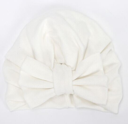 Nette Neugeborene Kleinkind Kinder Baby Jungen Mädchen BIG Bowknot Turban Schädel Caps Baumwolle Beanie Hüte Kleinkind Mädchen Elastische Winter Warm kappe: White