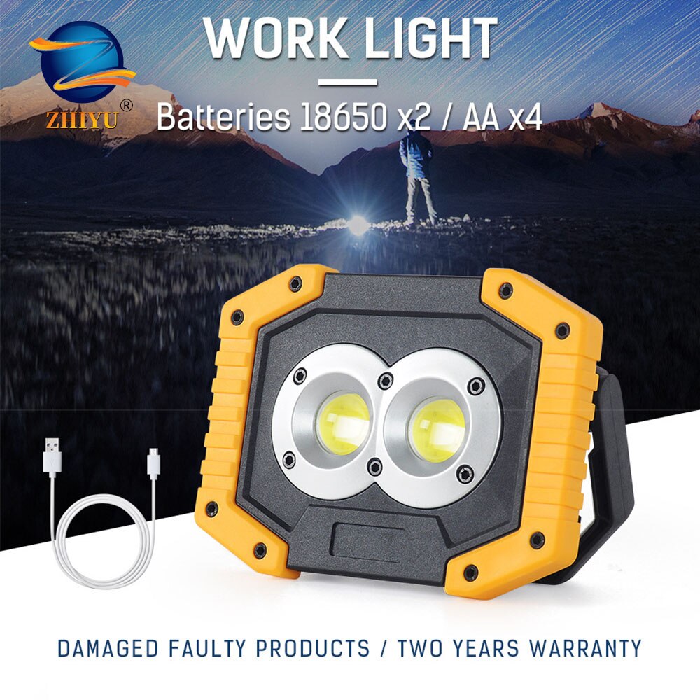 ZHIYU-foco Led portátil de 3000lm, luz de trabajo superbrillante, recargable para acampar al aire libre, linterna Led con batería de 18650