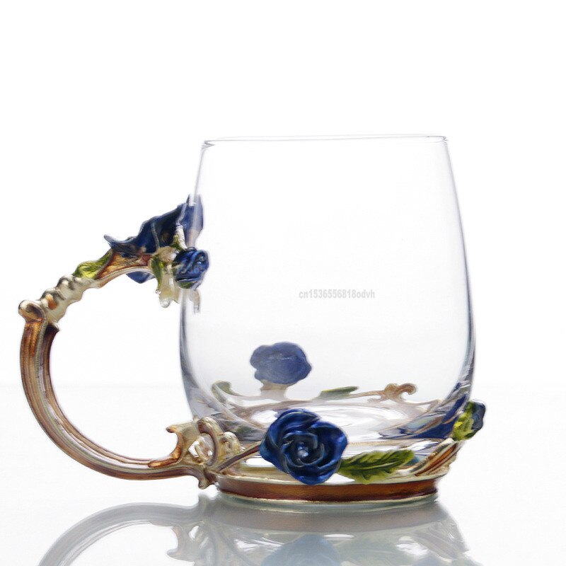 enamel water cup bubble flower tea rose tea cup crystal heat resistant casual Cup: without Butterfly