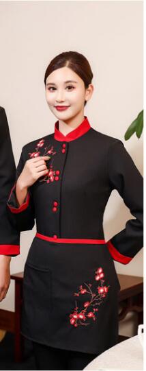 Mann Westlichen Restaurant Kellner Uniform Frau Heißer Topf Winteress Uniform Schnelles Lebensmittel Mitarbeiter Arbeiten Tragen Cafe Küche Kochen Kleidung: Schwarz Frau / 4XL