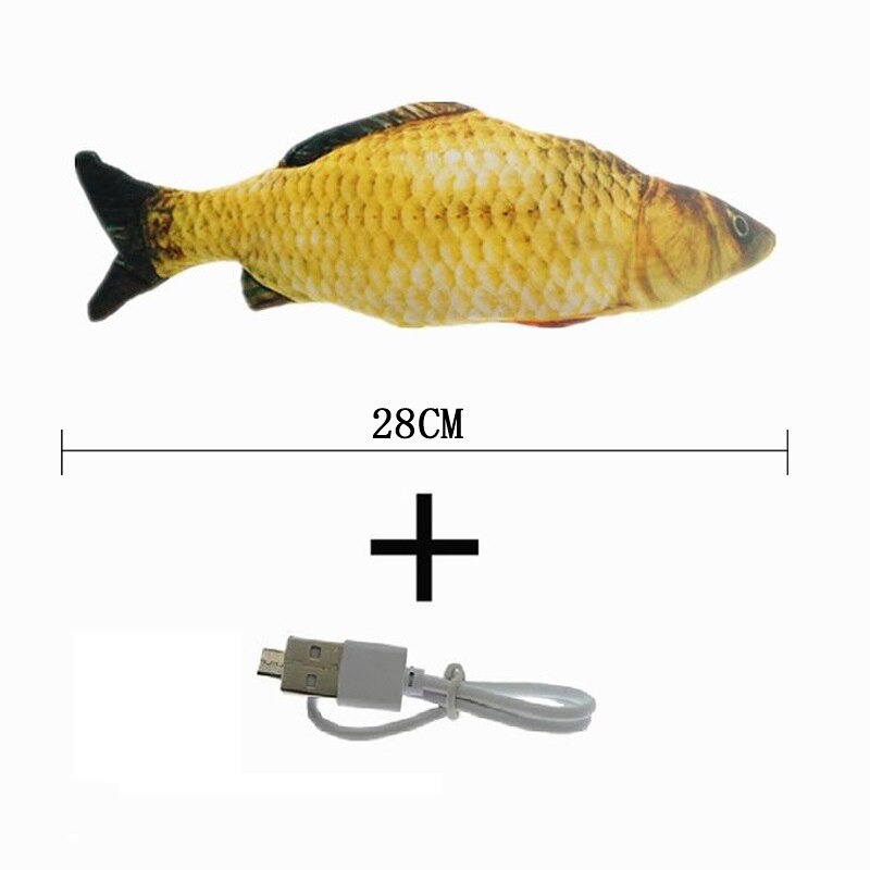 1pc elektronisk logrende kattelegetøj 28cm dansende bevægende floppy fisk katte legetøj usb opladning simulering kattelegetøj elektronisk kæledyr kattelegetøj: 3