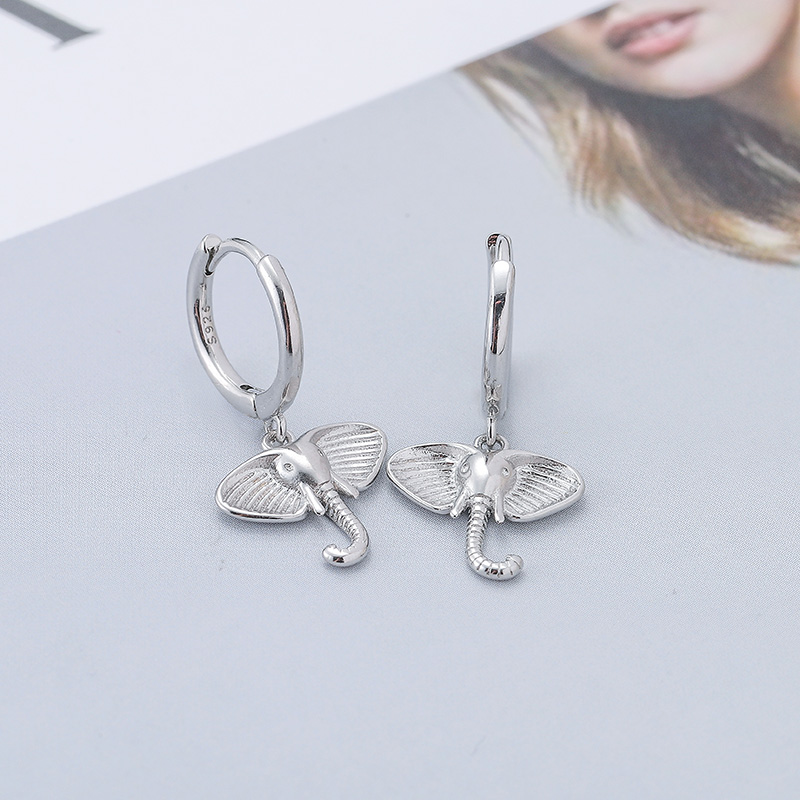 Zilver Kleur Olifant Hoepel Oorbellen Vrouwelijke Eenvoudige Leuke Etnische Stijl Sieraden