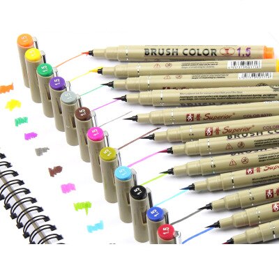 12 Uds. Bolígrafos de tinta de precisión, bolígrafo de punta fina Pigma micrón, delineador, Multiliner, ilustración de artista, dibujo, dibujo técnico: 12 PCS Soft pen