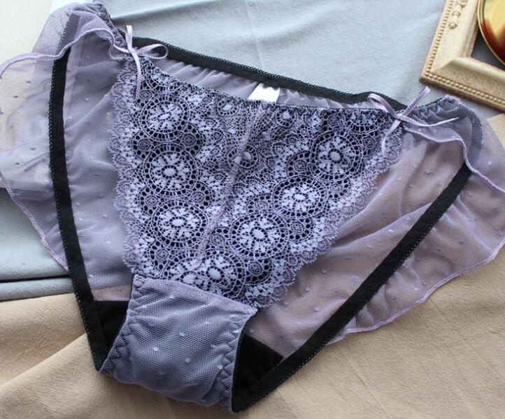 100% Echte Foto Plus Size Big Size 3L 4L 5L 6L Top Kant Mesh Slipje Ondergoed korte Thong WP616: Purple / XXXL