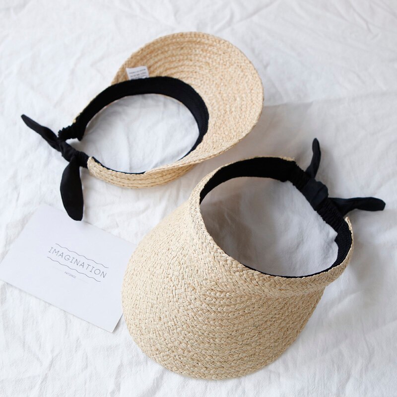 Chapeau d'été en paille raphia pour bébé, pour filles, pare-soleil uv, bob, haut pour tout-petits, casquette à air, visière à nœud, chapeau de plage pour enfants de 2-8 ans
