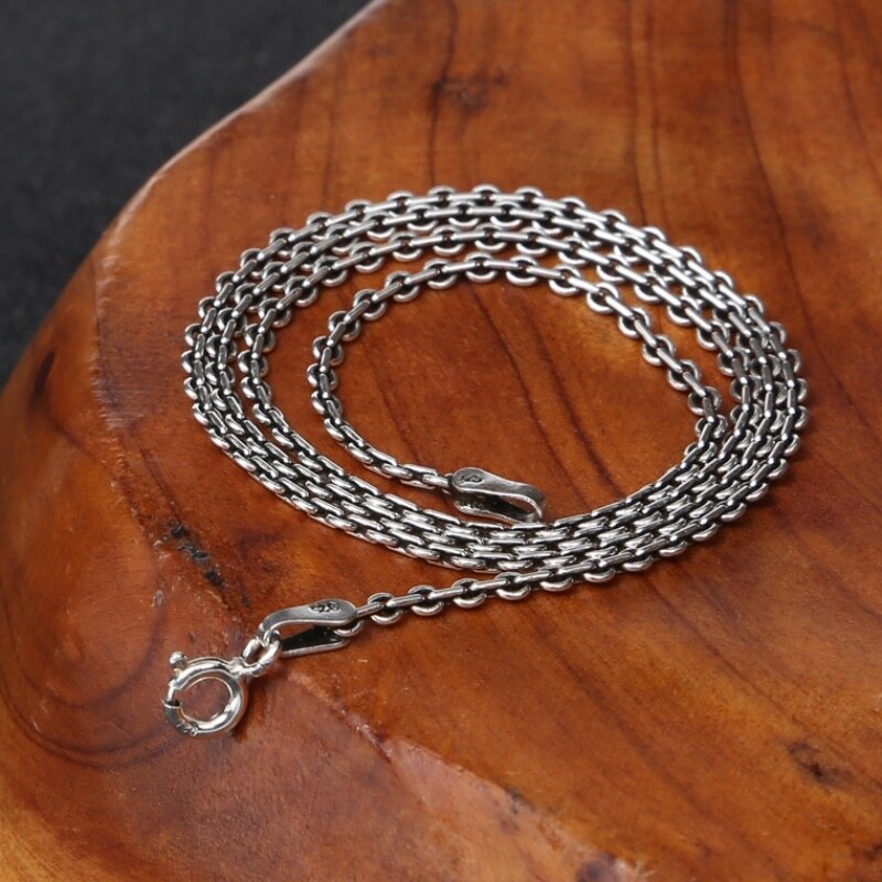 Collier Vintage en argent Sterling S925 pour hommes et femmes, chaîne ronde à boucle croisée, thaïlandaise, bijoux