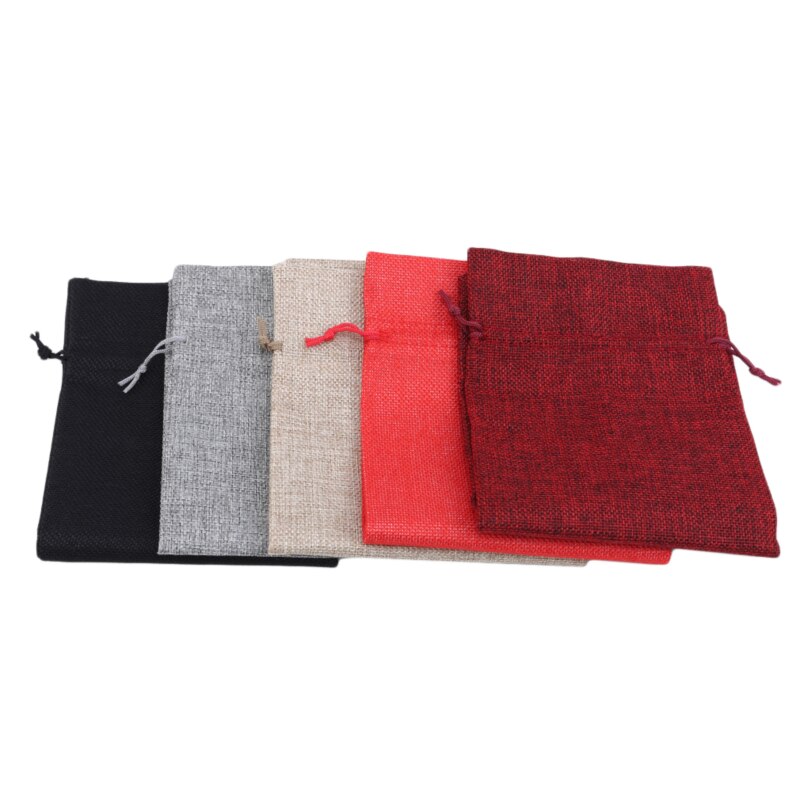 Wedding Party Decor Set Wine Bag Carrier for Gifting and Decorating Rustic Linen Drawstring Wine Bottle Cover Packaging Bag