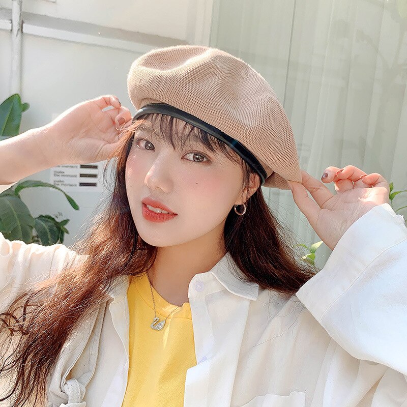 Lato moda beret kapelusz kobiety płaskie czapki kapelusze dama dziewczyna berety kapelusz kości kobieta Franch styl 90 s dziewczyny czapka malarza: khika