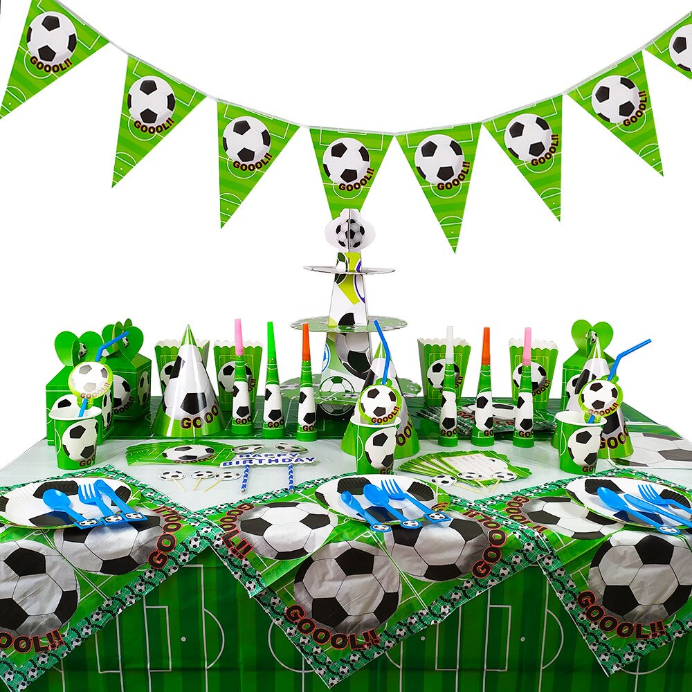 World Cup football children birthday party decoration flag pull mask tablecloth paper plate cutlery set ，baby shower