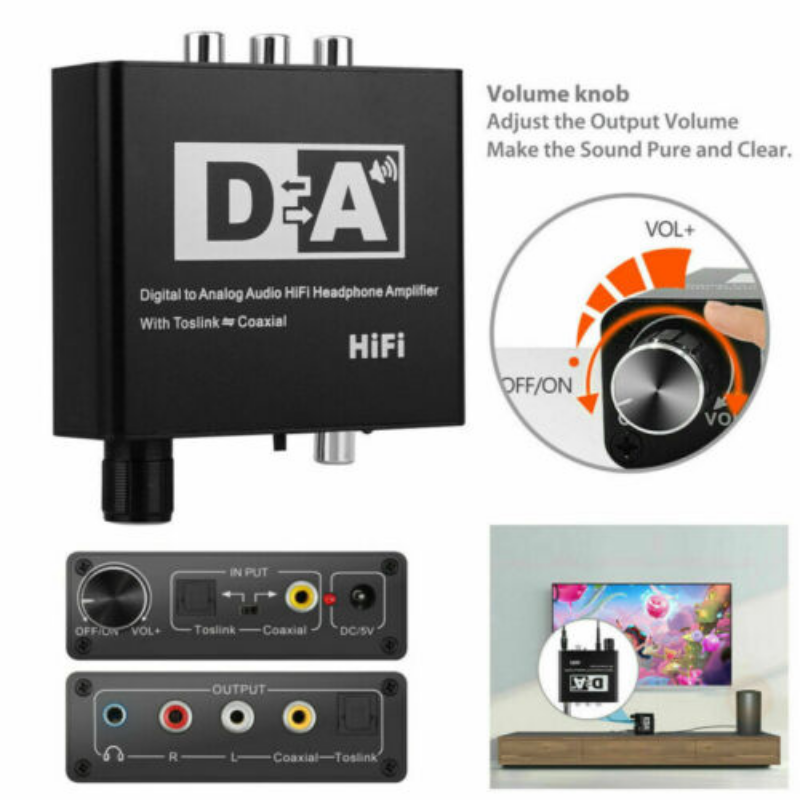 Hifi DAC Amp Digital zu Analog Audio Konverter R/L RCA 3,5mm Jack Kopfhörer Verstärker Toslink Optische koaxial Eingang Ausgang