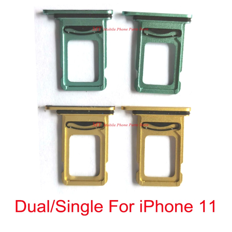 Bandeja de tarjeta Sim Dual/individual para teléfono móvil, soporte de lector de ranura de enchufe para iPhone 11, iPhone 11, bandeja Sim, piezas de reparación de soporte de tarjeta