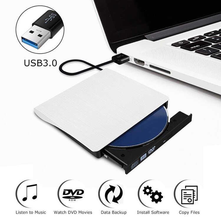 Reproductor de CD/DVD ROM externo con USB 3,0, Unidad óptica, lector de DVD RW, grabador para Jumper Thinker, ThinkPad, ordenador portátil y PC
