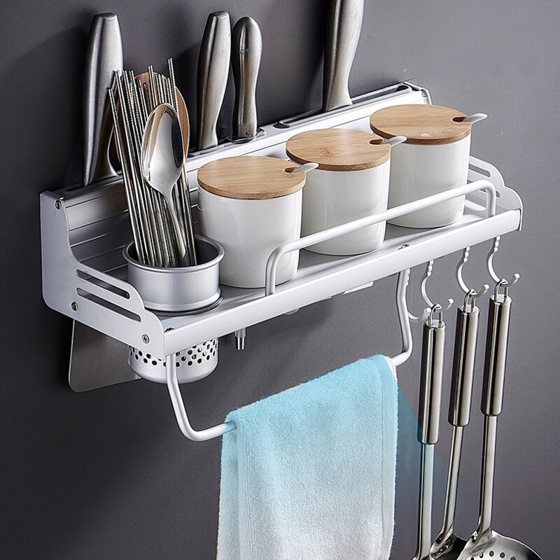 Non-perforating space aluminum knife rack aluminum side rail multi-functional seasoning kitchen utensils storage rack