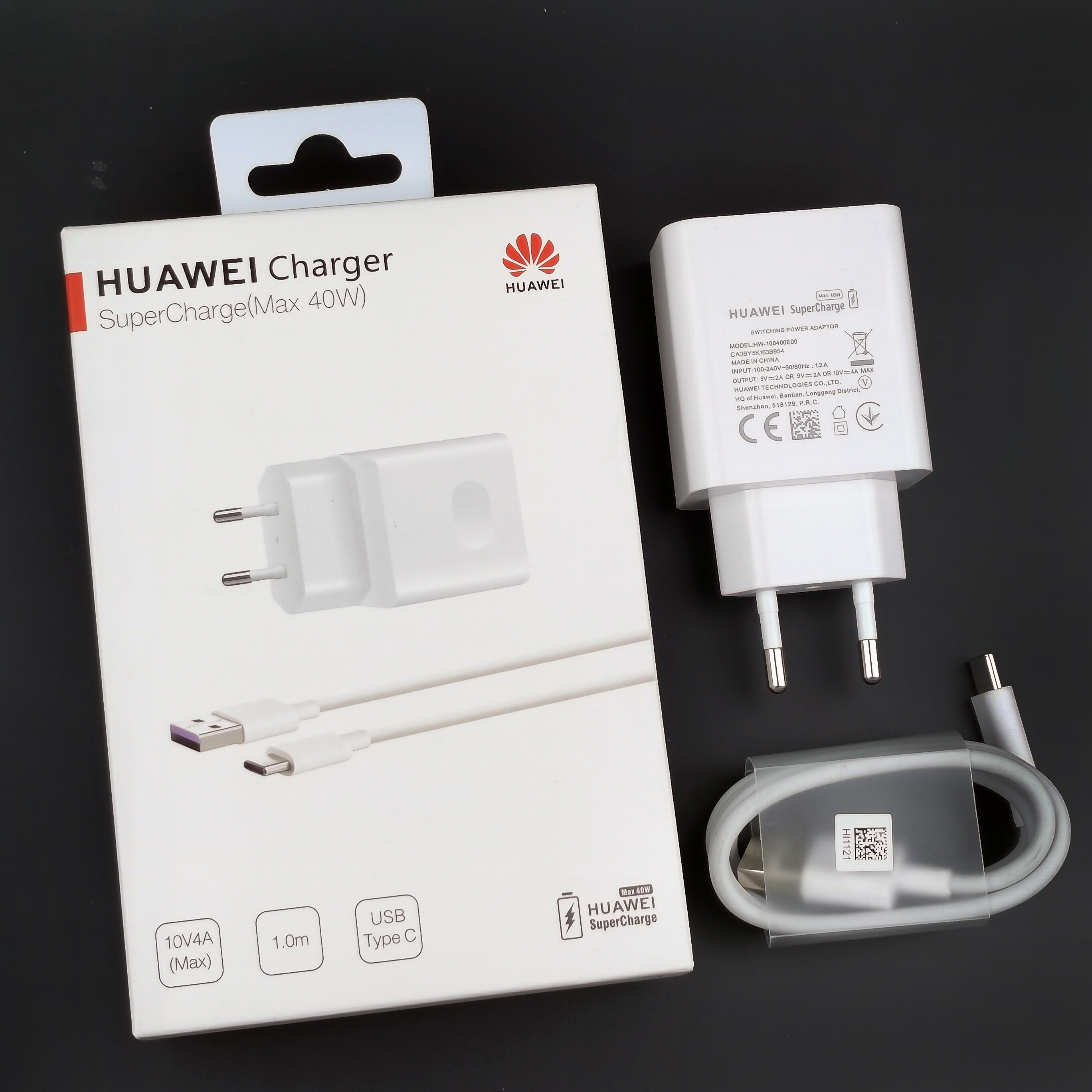 Original Huawei SuperCharge 40W adaptador de carga rápida 10V 4A Max Cable de cargador rápido tipo C para Mate 30 20 Pro 10 9 P30 P20 V20