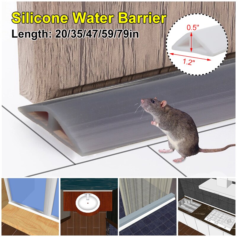 12MM haute Silicone stoppeur pliable comptoir de cuisine bande de retenue d'eau salle de bain seuil de douche barrière de barrage d'eau