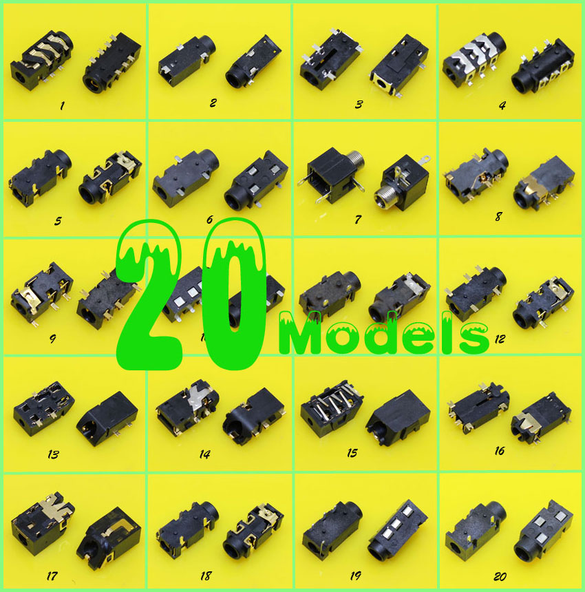 ChengHaoRan 20 Modellen, 2.5mm 3.5mm Audio Jack, Audio connector, vrouwelijke Hoofdtelefoon Socket voor Telefoon/Handbook/Notebook