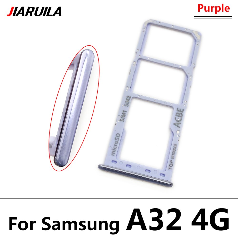 Emplacement pour carte SIM, pour Samsung Galaxy A32 4G A52 A72, remplacement de remplacement, support de carte SD, adaptateur + broche: A32 4G Purple