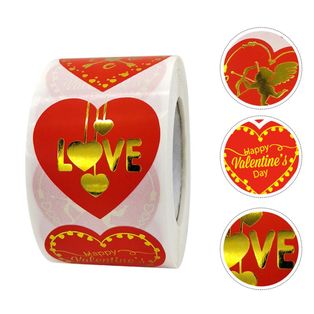 1 Roll Heart Shaped Self-adhesive Label Stickers Valentine's Day Stickers