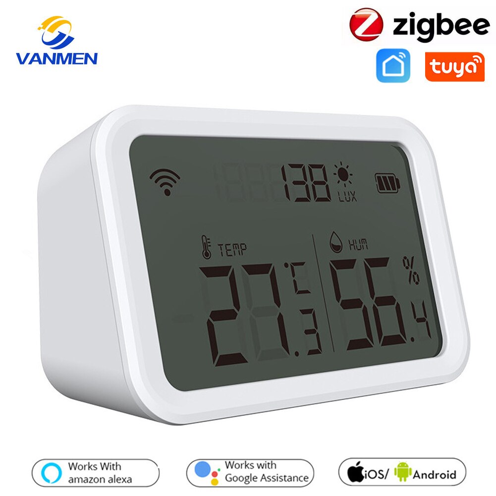 Tuya Zigbee Temperature Humidity Sensor Lux Light Detector Hygrometer Thermometer smart life Work Tuya Zigbee Hub Smart Home3.0