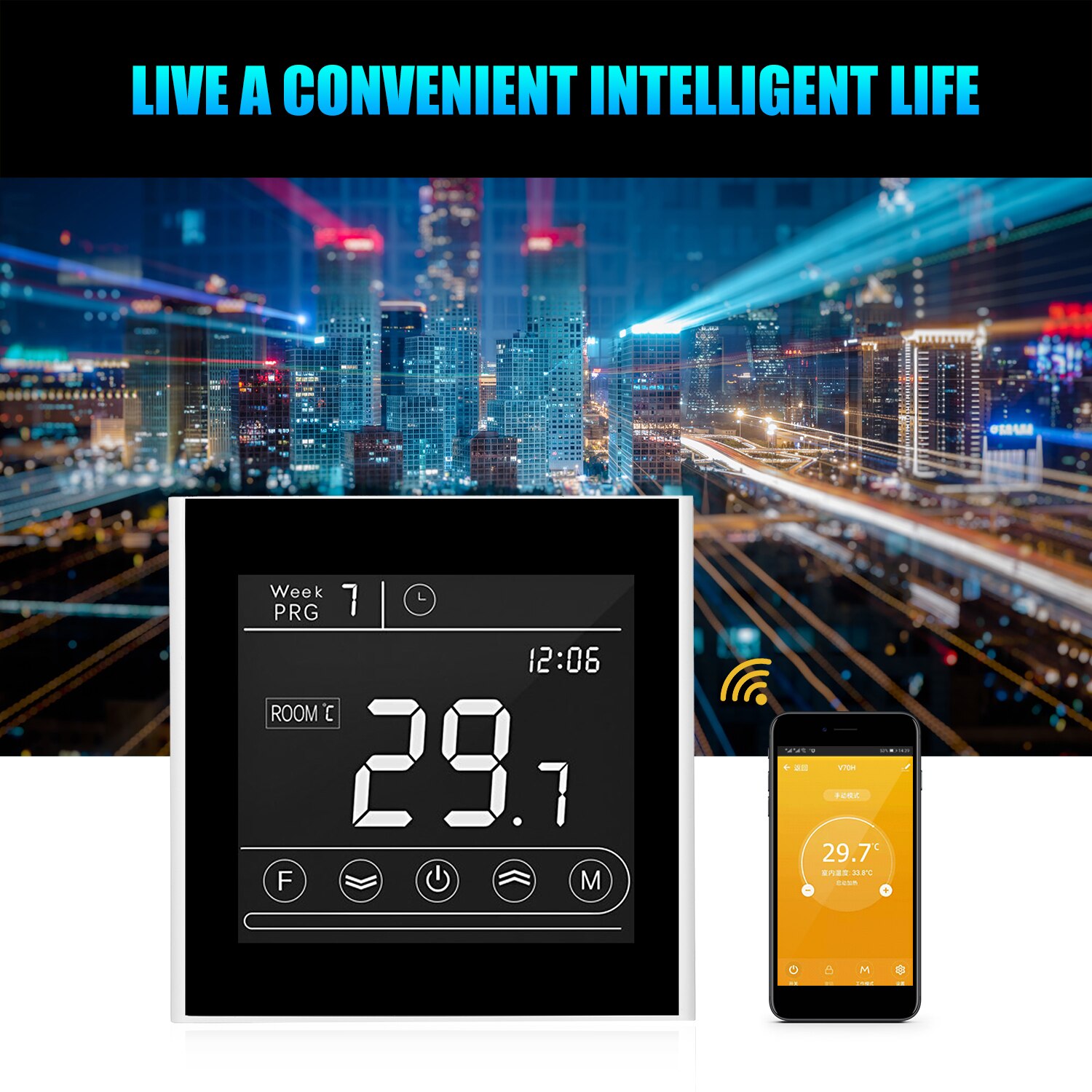 Smart Wifi Thermostat Programmable Heating Thermostat Temperature Controller LED Display Touchscreen Backlight Remote Control